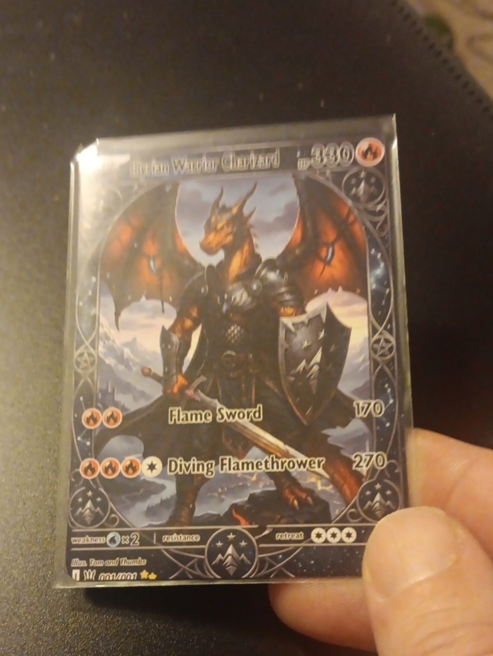 Dragon Warrior Card - Black and Red Fantasy Game Card